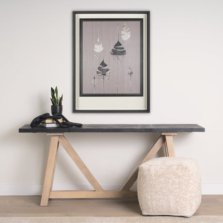 Rain of Feather Warm Gray by Mercana Studio Hand Embellished Framed Art Print Matted under Glass by Mercana at Eve Furniture