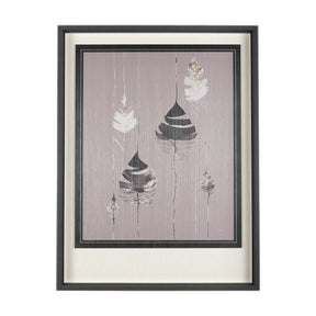 Rain of Feather Warm Gray by Mercana Studio Hand Embellished Framed Art Print Matted under Glass by Mercana at Eve Furniture