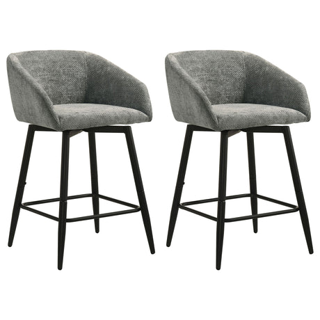 Rainer Charcoal Fabric Upholstered Swivel Counter Height Chair (Set of 2) by Coaster at Eve Furniture