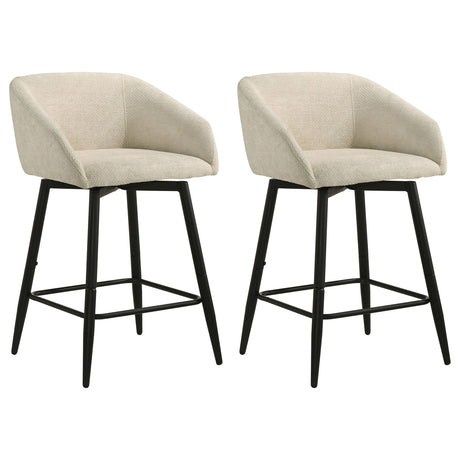 Rainer Cream Fabric Upholstered Swivel Counter Height Chair (Set of 2) by Coaster at Eve Furniture