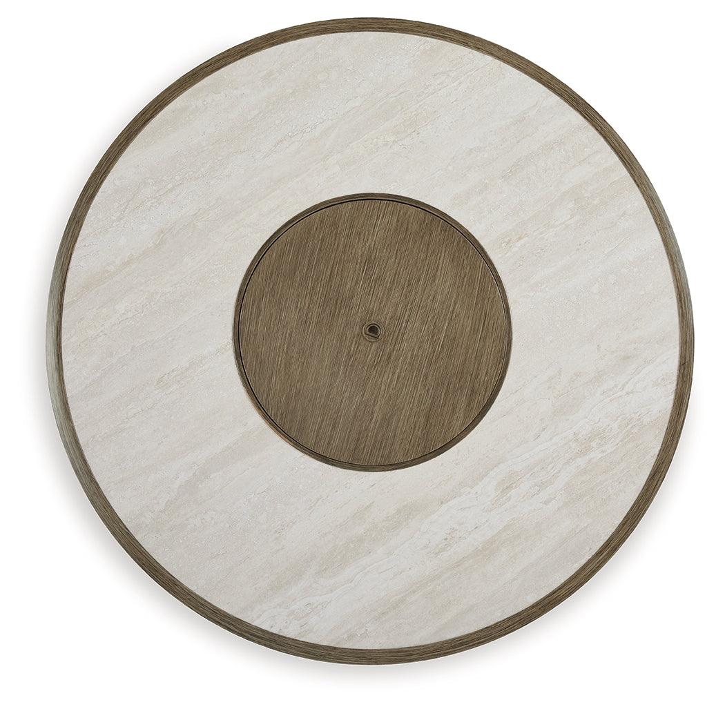 Rainier Ranch Beige Fire Pit Table by Ashley at Eve Furniture