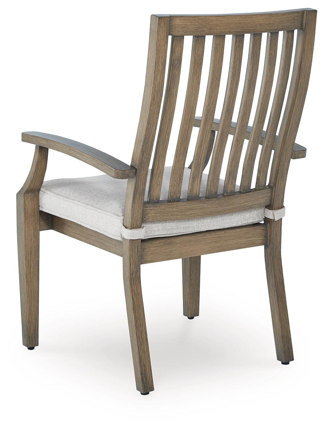 Rainier Ranch Brown/Beige Outdoor Arm Chair with Cushion (Set of 2) by Ashley at Eve Furniture