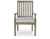 Rainier Ranch Brown/Beige Outdoor Arm Chair with Cushion (Set of 2) by Ashley at Eve Furniture