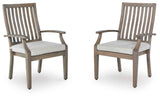 Rainier Ranch Brown/Beige Outdoor Arm Chair with Cushion (Set of 2) by Ashley at Eve Furniture