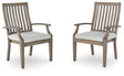 Rainier Ranch Brown/Beige Outdoor Arm Chair with Cushion (Set of 2) by Ashley at Eve Furniture