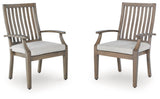 Rainier Ranch Brown/Beige Outdoor Arm Chair with Cushion (Set of 2) by Ashley at Eve Furniture