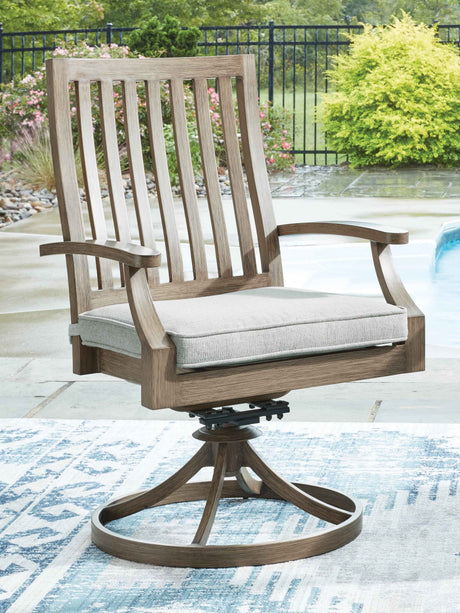 Rainier Ranch Brown/Beige Outdoor Dining Table and 4 Chairs by Ashley at Eve Furniture