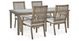 Rainier Ranch Brown/Beige Outdoor Dining Table and 4 Chairs by Ashley at Eve Furniture