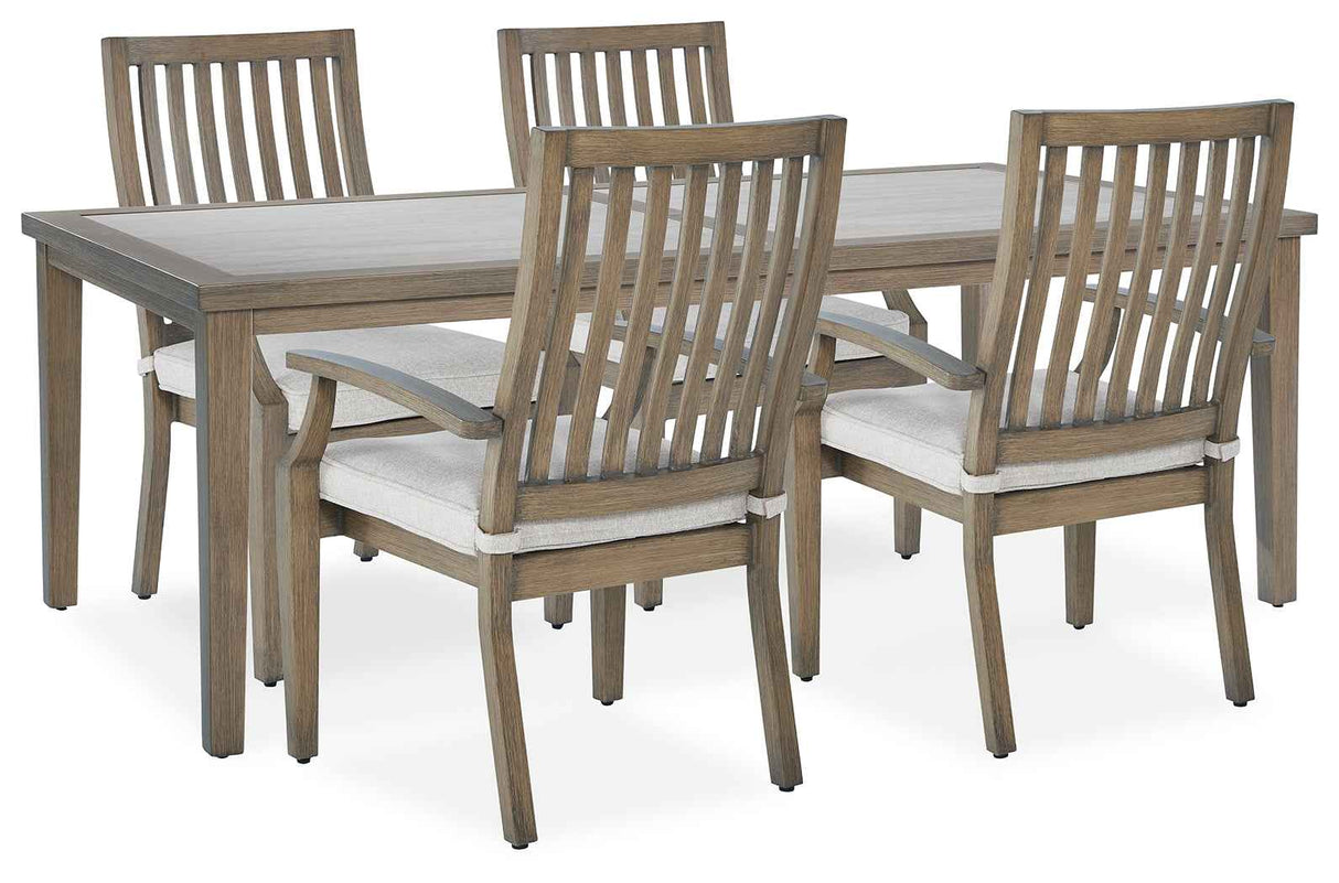 Rainier Ranch Brown/Beige Outdoor Dining Table and 4 Chairs by Ashley at Eve Furniture