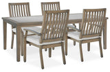 Rainier Ranch Brown/Beige Outdoor Dining Table and 4 Chairs by Ashley at Eve Furniture