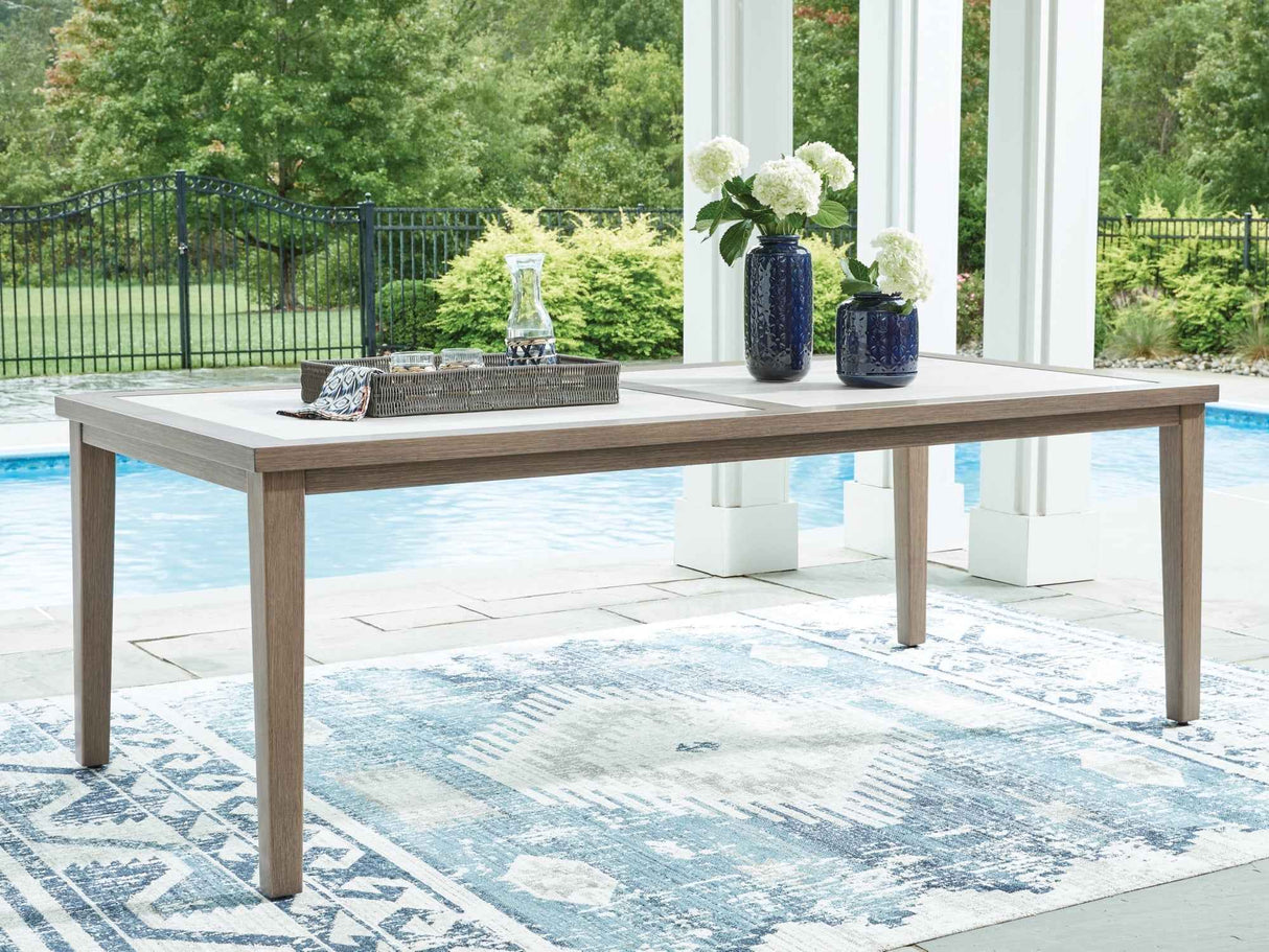Rainier Ranch Brown/Beige Outdoor Dining Table by Ashley at Eve Furniture