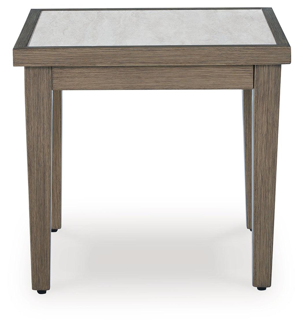 Rainier Ranch Brown/Beige Outdoor End Table by Ashley at Eve Furniture