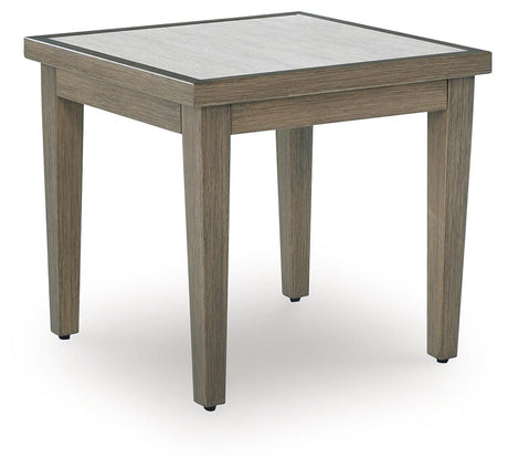 Rainier Ranch Brown/Beige Outdoor End Table by Ashley at Eve Furniture