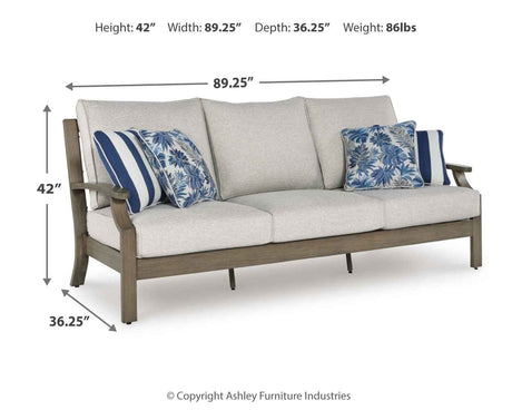 Rainier Ranch Brown/Beige Outdoor Sofa and Loveseat by Ashley at Eve Furniture