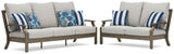 Rainier Ranch Brown/Beige Outdoor Sofa and Loveseat by Ashley at Eve Furniture