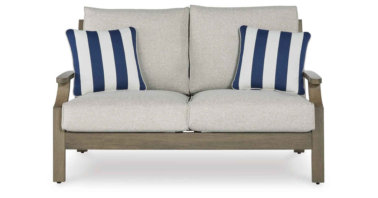 Rainier Ranch Brown/Beige Outdoor Sofa and Loveseat by Ashley at Eve Furniture