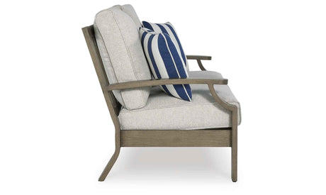 Rainier Ranch Brown/Beige Outdoor Sofa and Loveseat by Ashley at Eve Furniture
