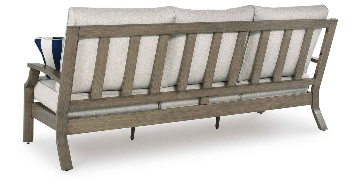 Rainier Ranch Brown/Beige Outdoor Sofa and Loveseat by Ashley at Eve Furniture