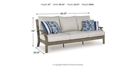 Rainier Ranch Brown/Beige Outdoor Sofa and Loveseat by Ashley at Eve Furniture