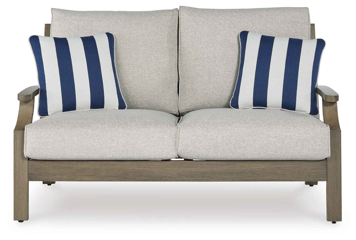 Rainier Ranch Brown/Beige Outdoor Sofa and Loveseat by Ashley at Eve Furniture