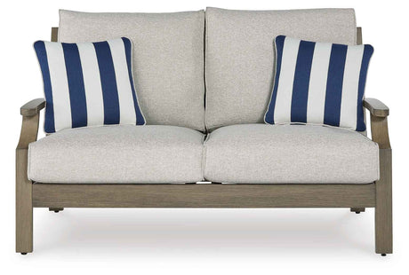 Rainier Ranch Brown/Beige Outdoor Sofa and Loveseat by Ashley at Eve Furniture