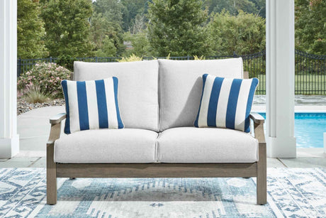 Rainier Ranch Brown/Beige Outdoor Sofa and Loveseat by Ashley at Eve Furniture
