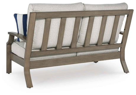 Rainier Ranch Brown/Beige Outdoor Sofa and Loveseat by Ashley at Eve Furniture