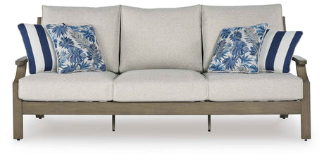 Rainier Ranch Brown/Beige Outdoor Sofa and Loveseat by Ashley at Eve Furniture
