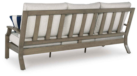 Rainier Ranch Brown/Beige Outdoor Sofa and Loveseat by Ashley at Eve Furniture
