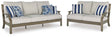 Rainier Ranch Brown/Beige Outdoor Sofa and Loveseat by Ashley at Eve Furniture