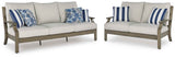 Rainier Ranch Brown/Beige Outdoor Sofa and Loveseat by Ashley at Eve Furniture