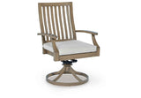 Rainier Ranch Brown/Beige Outdoor Swivel Chair with Cushion (Set of 2) by Ashley at Eve Furniture
