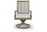 Rainier Ranch Brown/Beige Outdoor Swivel Chair with Cushion (Set of 2) by Ashley at Eve Furniture