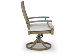Rainier Ranch Brown/Beige Outdoor Swivel Chair with Cushion (Set of 2) by Ashley at Eve Furniture