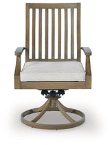 Rainier Ranch Brown/Beige Outdoor Swivel Chair with Cushion (Set of 2) by Ashley at Eve Furniture
