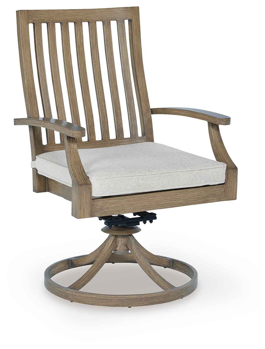 Rainier Ranch Brown/Beige Outdoor Swivel Chair with Cushion (Set of 2) by Ashley at Eve Furniture
