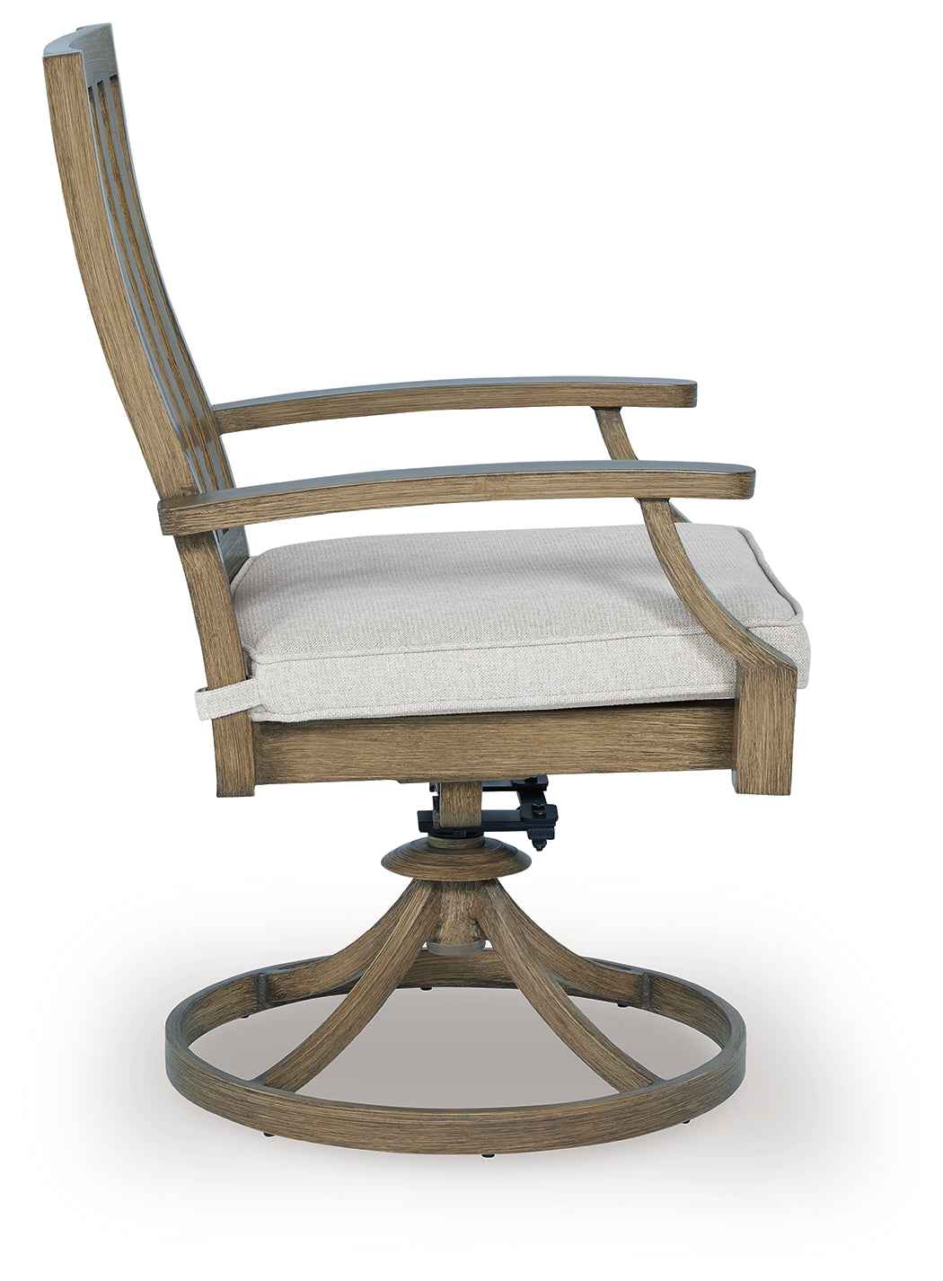 Rainier Ranch Brown/Beige Outdoor Swivel Chair with Cushion (Set of 2) by Ashley at Eve Furniture