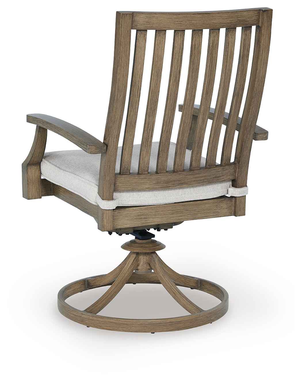 Rainier Ranch Brown/Beige Outdoor Swivel Chair with Cushion (Set of 2) by Ashley at Eve Furniture