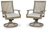 Rainier Ranch Brown/Beige Outdoor Swivel Chair with Cushion (Set of 2) by Ashley at Eve Furniture