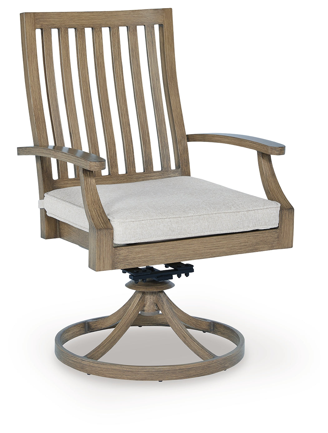 Rainier Ranch Brown/Beige Outdoor Swivel Chair with Cushion (Set of 2) by Ashley at Eve Furniture
