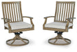 Rainier Ranch Brown/Beige Outdoor Swivel Chair with Cushion (Set of 2) by Ashley at Eve Furniture