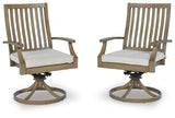 Rainier Ranch Brown/Beige Outdoor Swivel Chair with Cushion (Set of 2) by Ashley at Eve Furniture