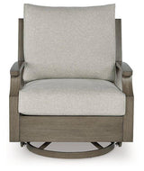 Rainier Ranch Outdoor Swivel Glider Chair with Cushion by Ashley at Eve Furniture