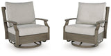 Rainier Ranch Outdoor Swivel Glider Chair with Cushion by Ashley at Eve Furniture