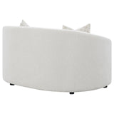 Rainn Latte Upholstered Tight Back Loveseat by Coaster at Eve Furniture