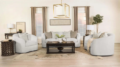 Rainn Latte Upholstered Tight Back Loveseat by Coaster at Eve Furniture