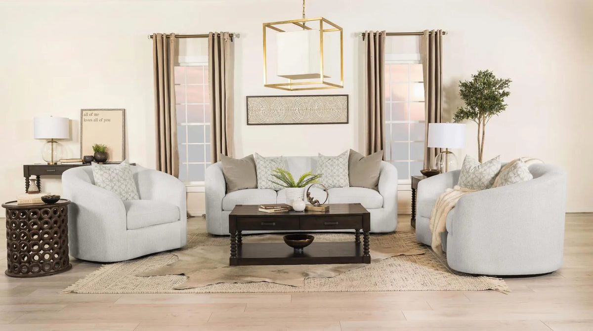 Rainn Latte Upholstered Tight Back Sofa by Coaster at Eve Furniture
