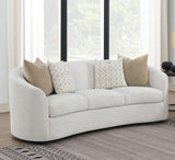 Rainn Latte Upholstered Tight Back Sofa by Coaster at Eve Furniture