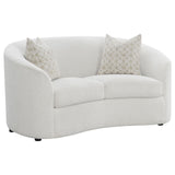 Rainn Upholstered Tight Back Loveseat Latte