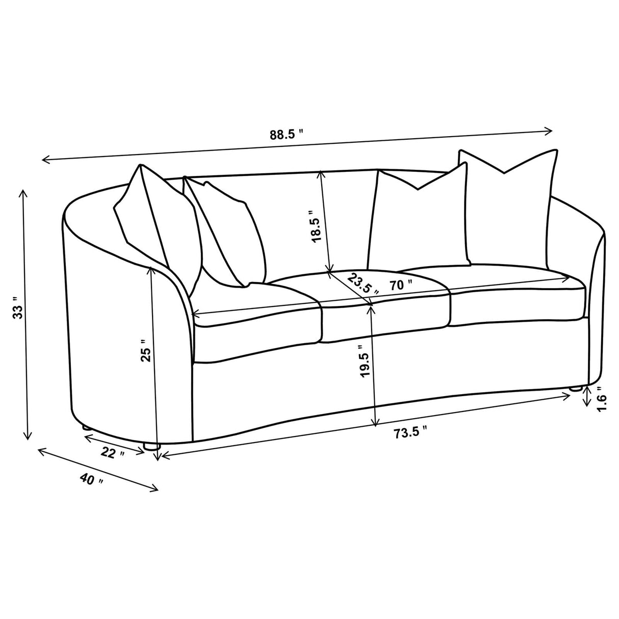 Rainn Upholstered Tight Back Sofa Latte